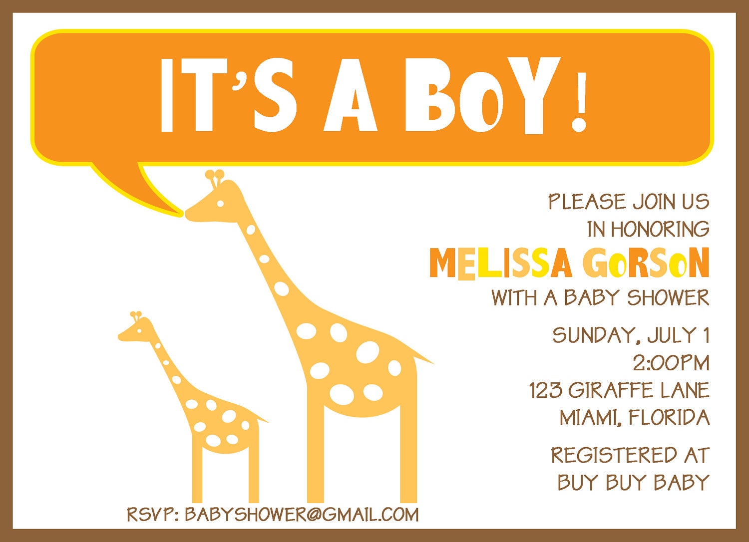 Giraffe Baby Shower Invitation Il_170x135