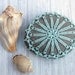 crochet lace stone // sea foam blue // turquoise beach rock // cottage chic // Wedding decor // ring bearer pillow // housewarming gift