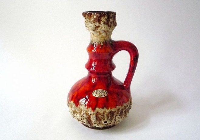 RESERVED - Vintage Fat Lava Jopeko Vase with Handle