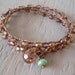Triple wrap crochet 3x bracelet 2x anklet, necklace - Bronzed - metallic bronze, turquoise, bohemian jewelry, fall boho chic