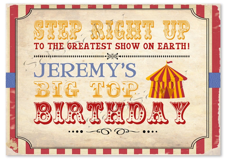 Vintage Circus Party Sign - Kids Birthday Party - DIY PRINTABLE FILE by Sassaby Il_170x135