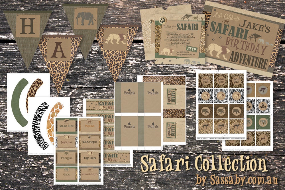 Safari Party Collection - Kids Birthday Party - DIY PRINTABLE FILES by Sassaby Il_570xn