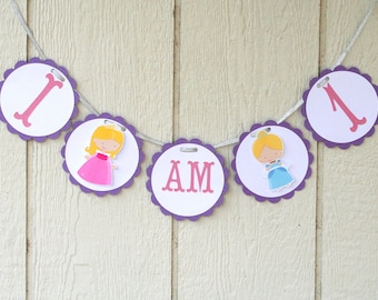 Princess Birthday Party High Chair Banner I am 1
