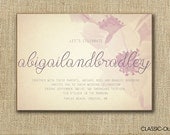 Wedding Invitation Vintage Watercolor Floral -- Printable digital invitation