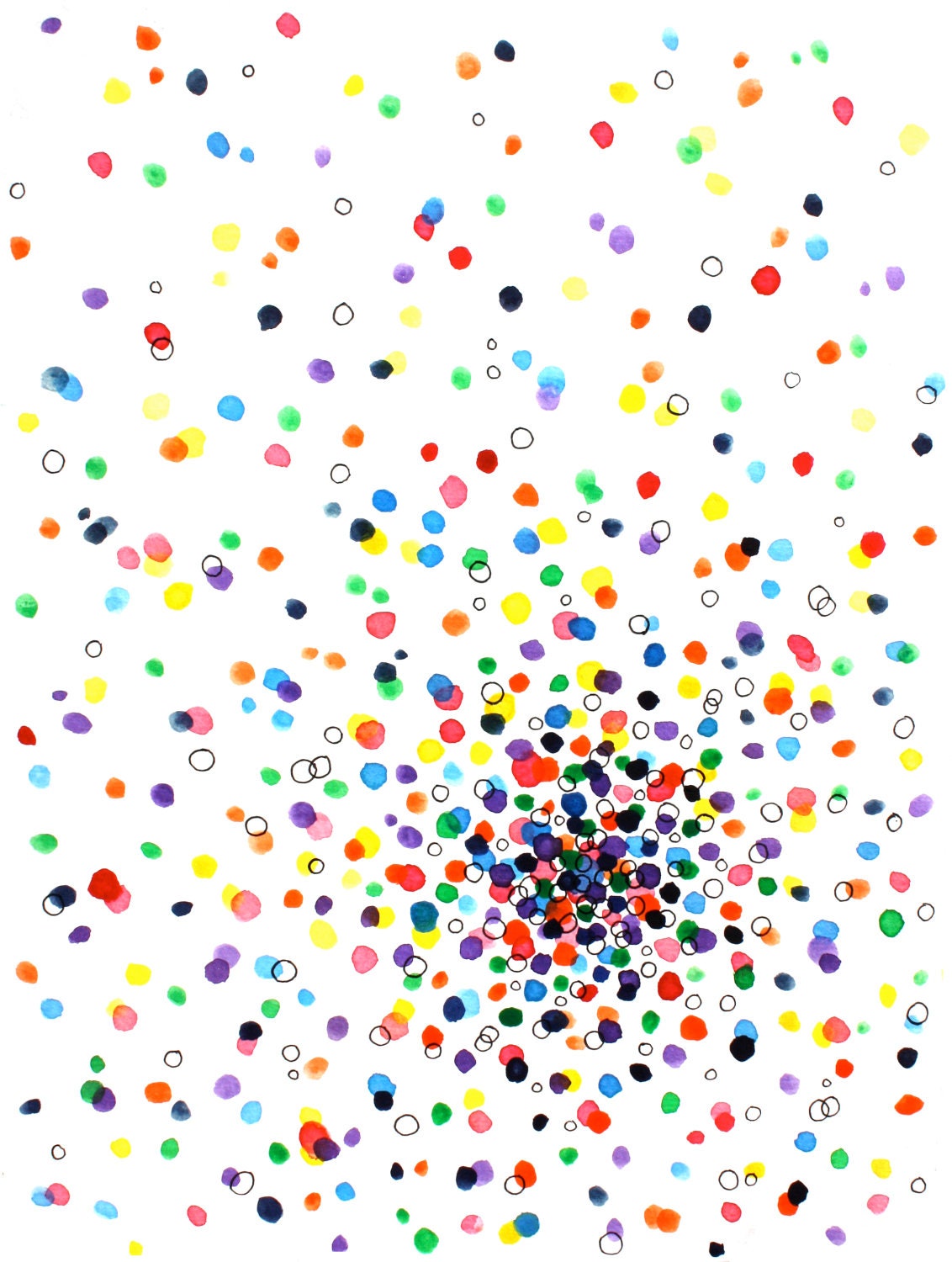 SUNSPOTS abstract watercolor art print in rainbow colors