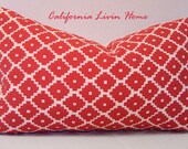 F. Schumacher Ziggurat / 12" x 20" / RUBY / Decorative Pillow / Designer Fabric