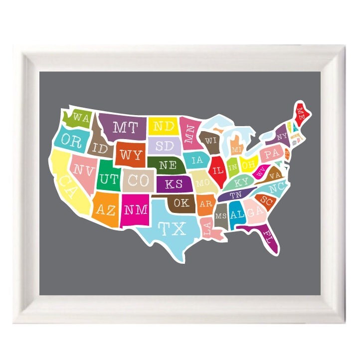 Items similar to 8x10" USA map poster print on Etsy