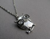 Silver Hipster Owl Necklace