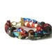 Beaded Fabric Bracelet in Native American Tribal Multicolor Print with Brown Beads with Toggle Clasp Handmade Summer Fashion Jewelry