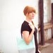 Mint green colorblocked with gray bottom leather handles tote bag