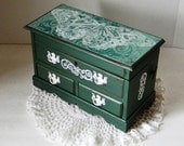 Shabby and Chic Jewelry Box - Decoupage Music Jewelry Box - Chippendale Chest of Drawers - Cottage Chic Jewelry Box