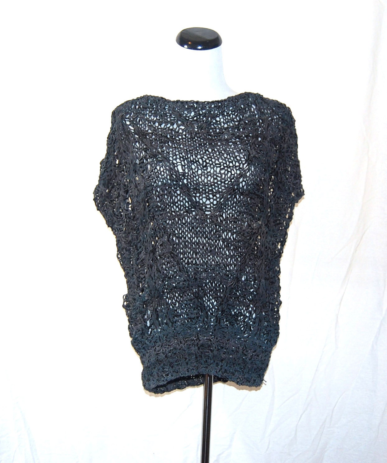 Vintage 1970s Braided Woven Gray Leather Top Very All Saints