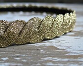 Metallic Gold Elastic Non Slip Headband for Women . Gifts for Her  . by ponyupdesigns