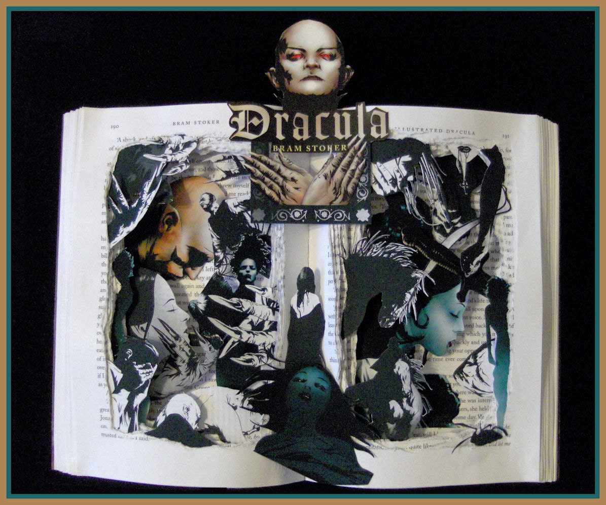 DRACULA - One of a Kind Book Sculpture - Altered Book - Shadowbox FRAMED