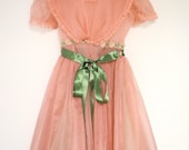 1950's Mauve Pink Chiffon and Lace Party Dress - BabyTweeds