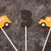 Set of 12 school bus cupcake toppers