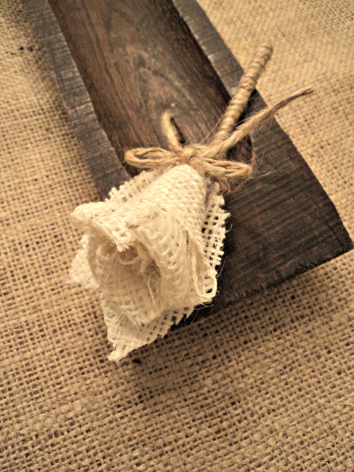 Burlap Boutonniere Rustic Wedding Groomsmen Boutonnieres