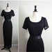 80s Black Lace Crochet Bohemian Maxi Dress. One size