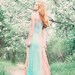 Dress maxi crochet knitted boho gypsy grecian goddess wedding hand dyed degrade ombre turquoise shell silk " Aphrodite Anadyomene"