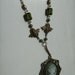 Green crystal, freshwater pearl and cameo necklace