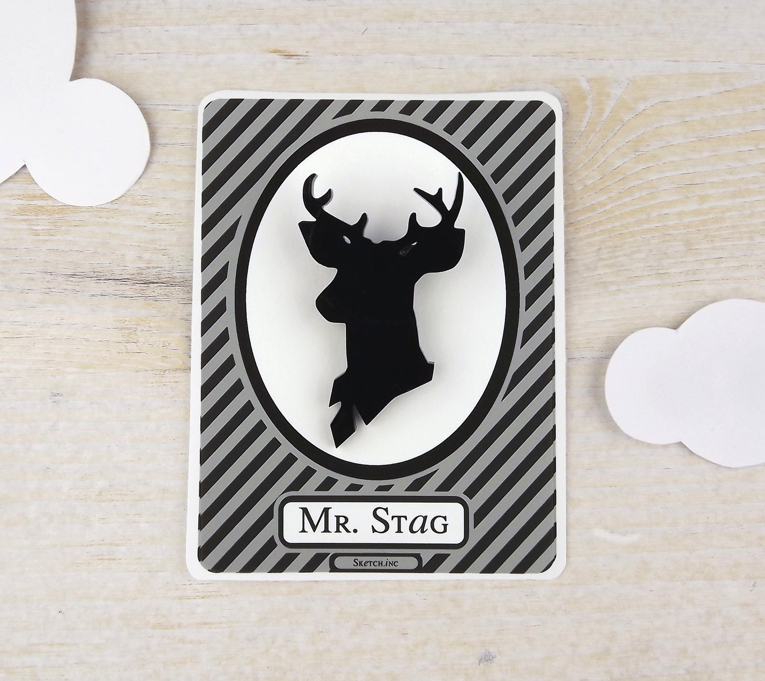 Black Brooch Stag Cameo - Mr Stag - Hybrid