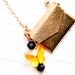 Purse Necklace with yellow Swarovski butterfly . Recycled . Cute . Gift . ONLY 1