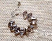 Shades of GREY  /  asymmetric grey, glass beaded bracelet on silver chain