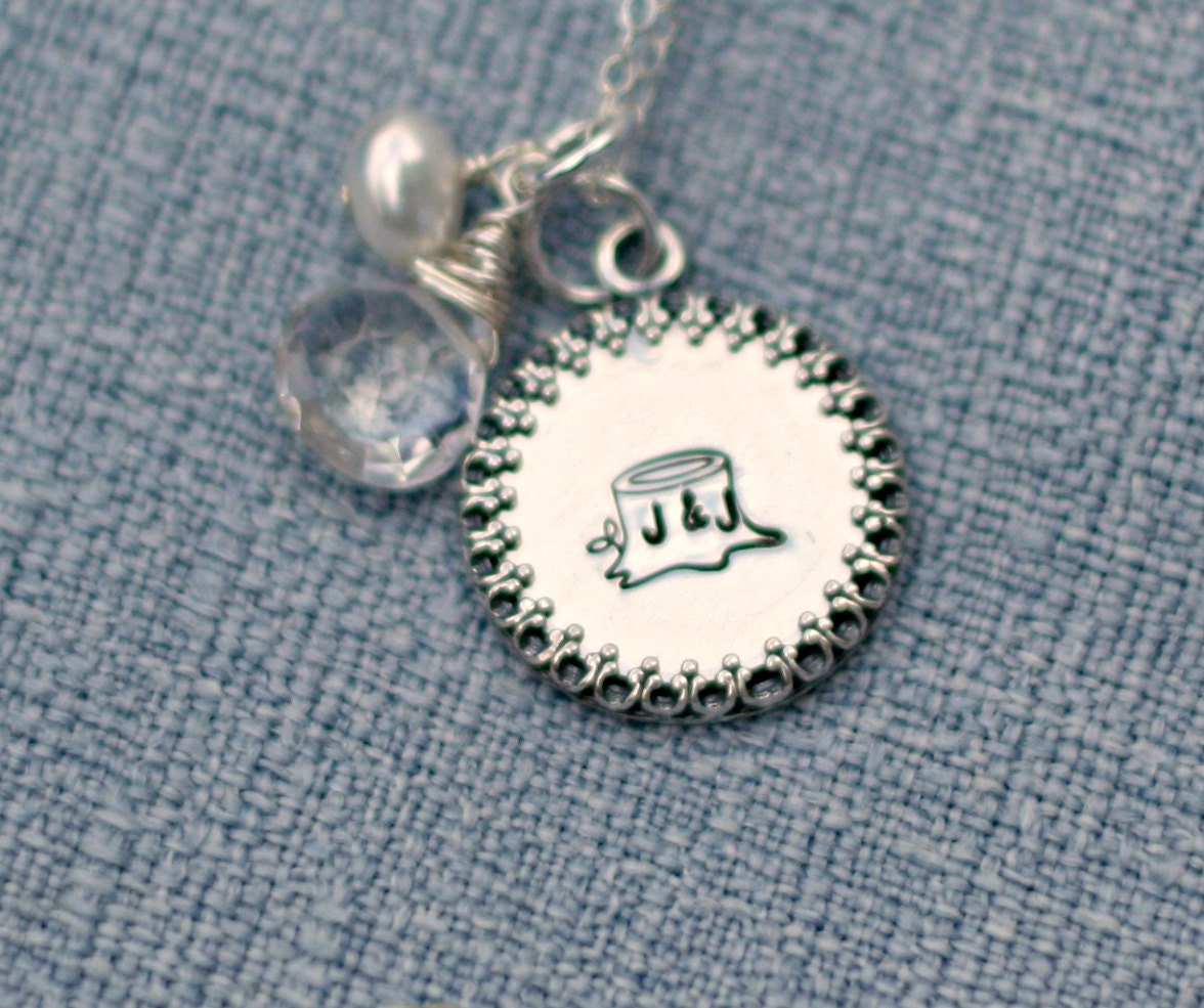Hand Stamped Necklace - Personalized Necklace - Framed Necklace - Sterling Silver Necklace - Gift for Mom
