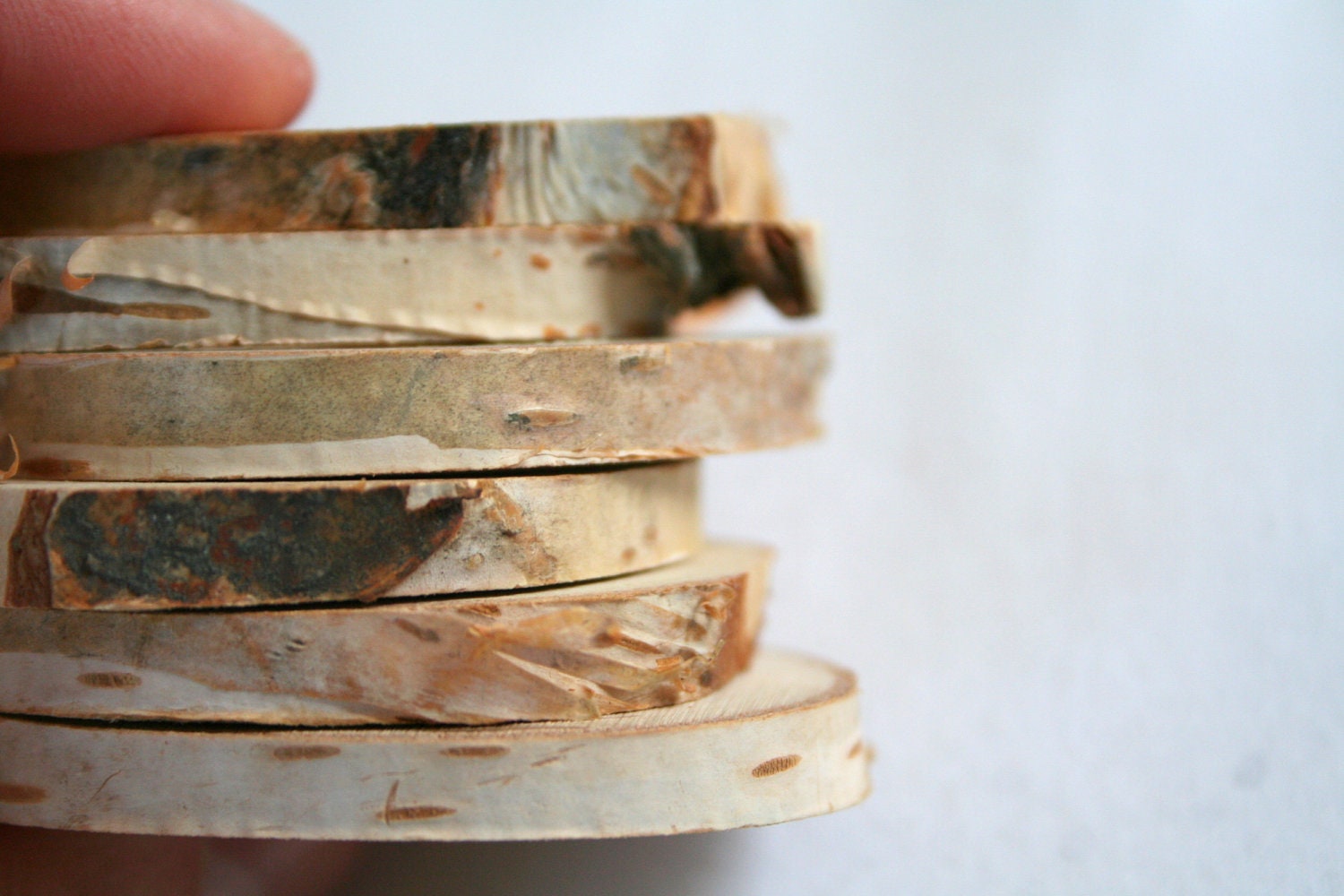 Birch napkin rings for rustic home decor - set of 6 from light birch wood - cottage chic decor