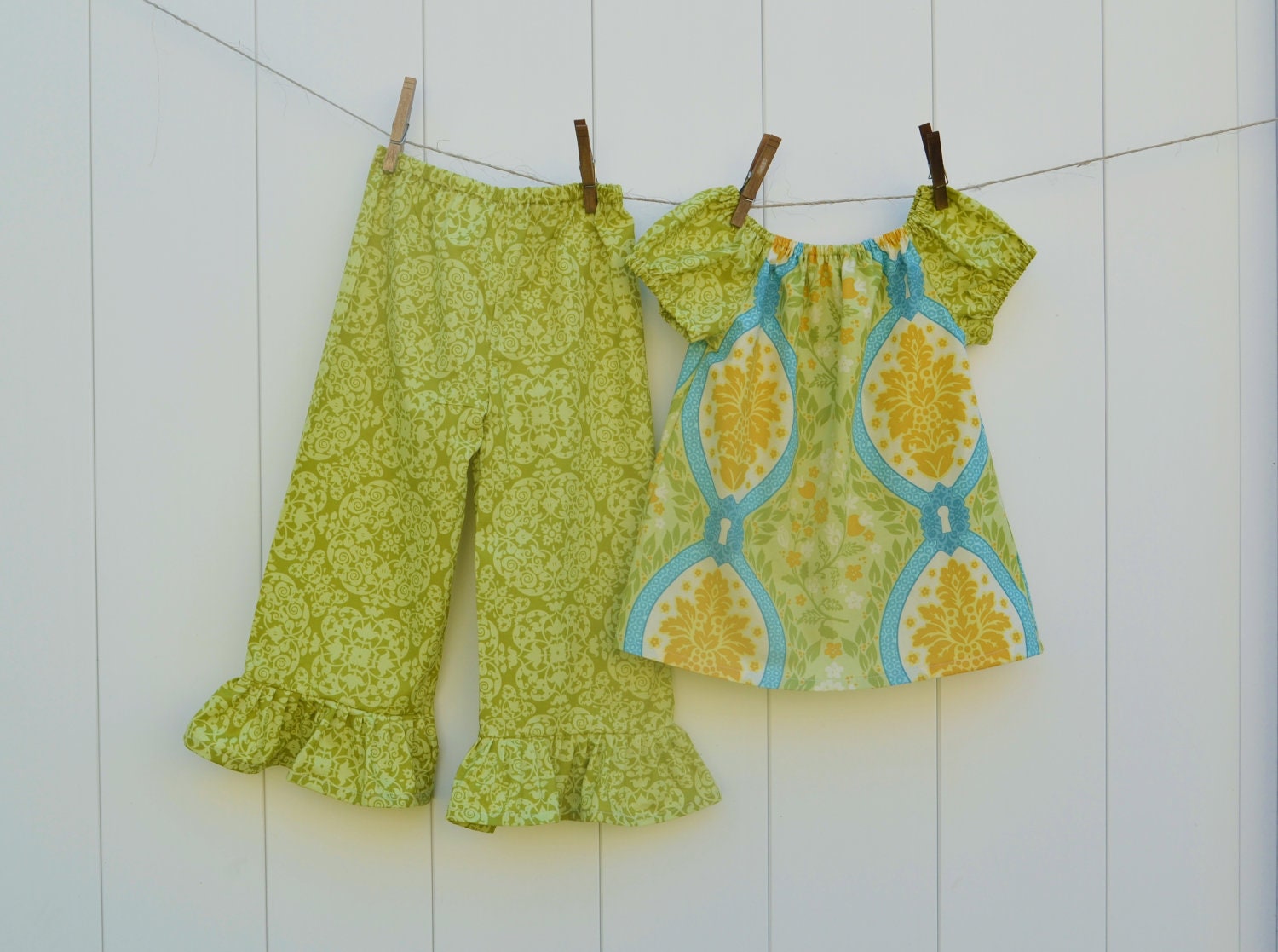 SALE Peasant Top and Ruffle Pants Outfit-3-4T Ready To Ship