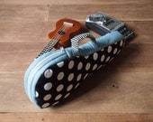 Ready to ship - Midnight Memory - Blue and White Polka dot Ukulele Bag (Soprano size)