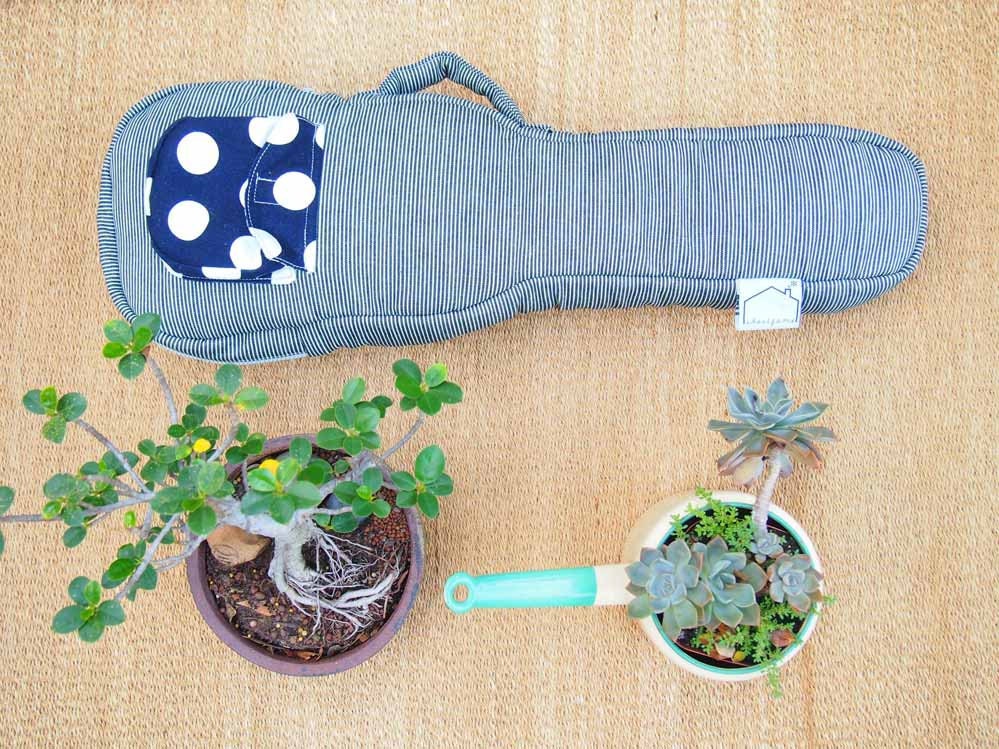 READY TO SHIP - Blue rain - Blue and white stripe japanese denim Ukulele Bag (Concert size)