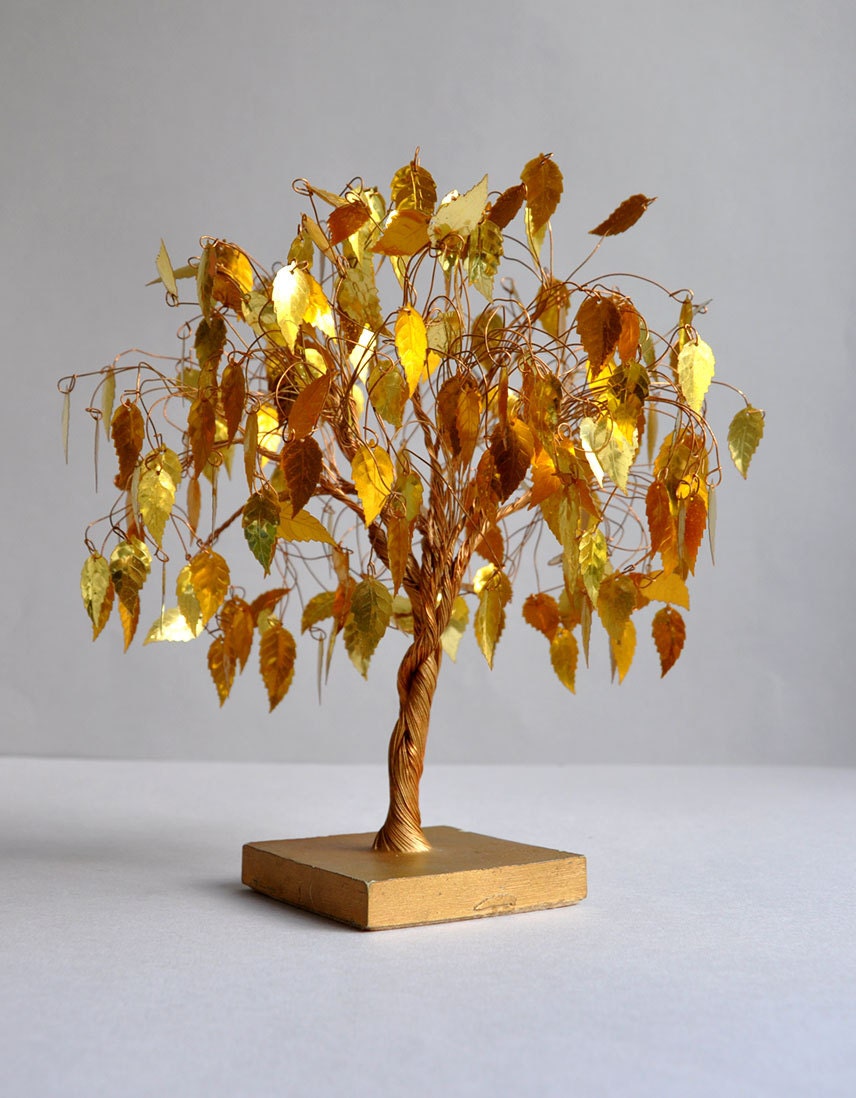 Gold Wire Bonsai Tree by MisterTrue on Etsy
