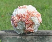 Blush pink and ivory rose wedding bouquet made of silk roses.