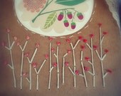 Embroidered notebook with colorful threads, floral design, cardboard cover and beautiful lace.