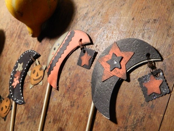 Floral Picks HALLOWEEN Rustic primitive by papercatz on Etsy