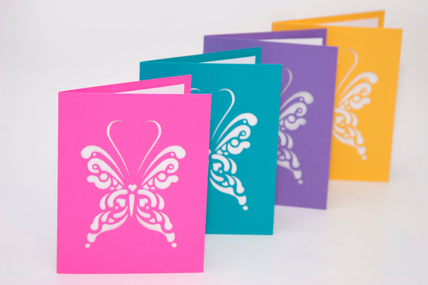 Butterfly Note Card Set of Four in Bright Summer Colors