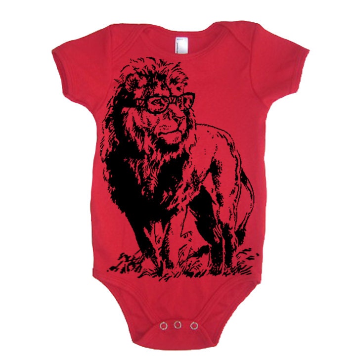 Baby Toddler LION Professor Onesie Boy Girl Bodysuit - American Apparel - 3-6m, 6-12m, 12-18m, 18-24m, (7 Color Options)