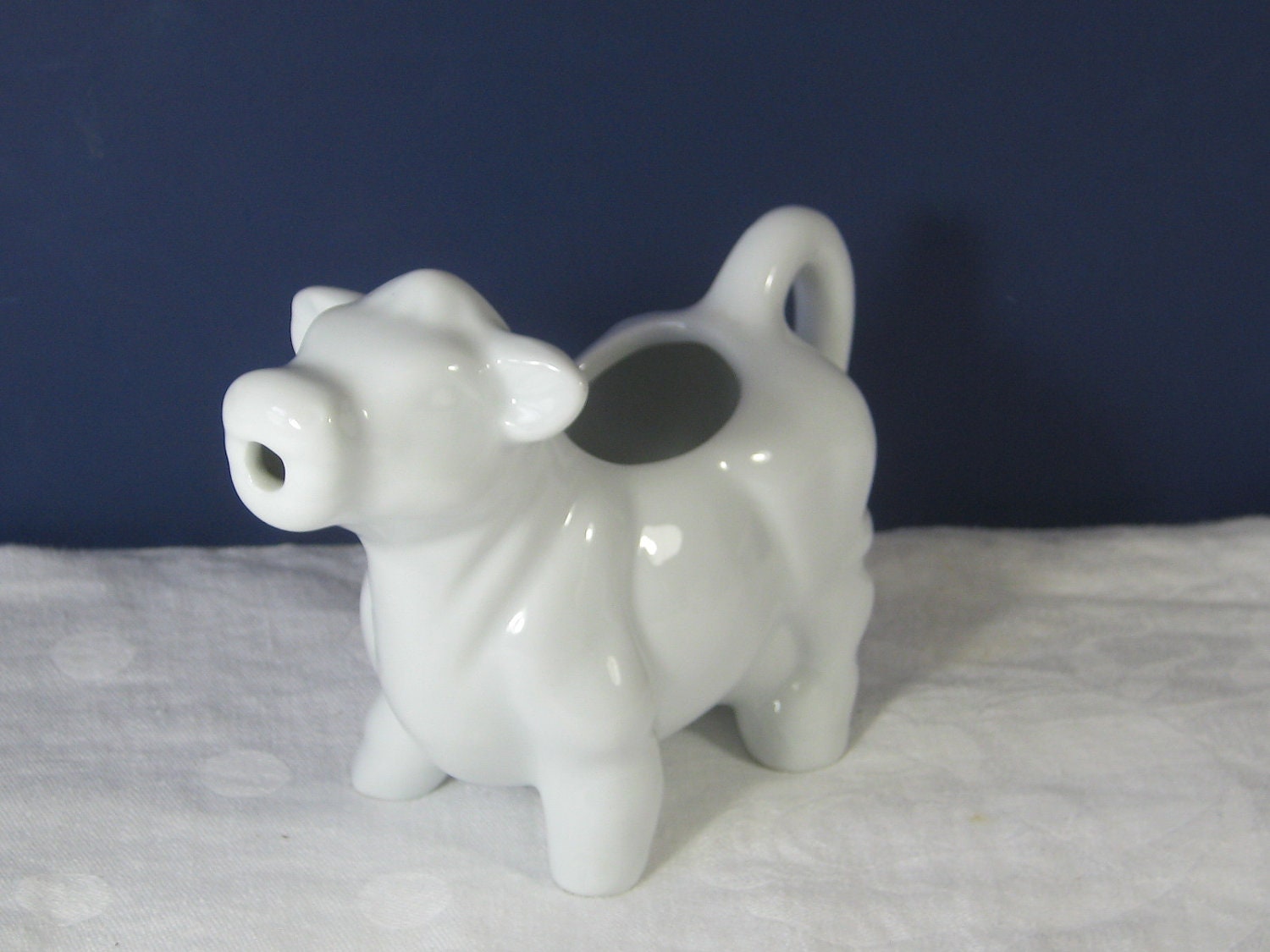 Vintage Cow Creamer White Ironstone Shabby Cottage Kitchen