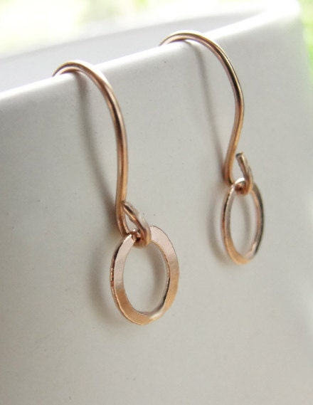 Rose gold earrings - simple rose gold circle earrings