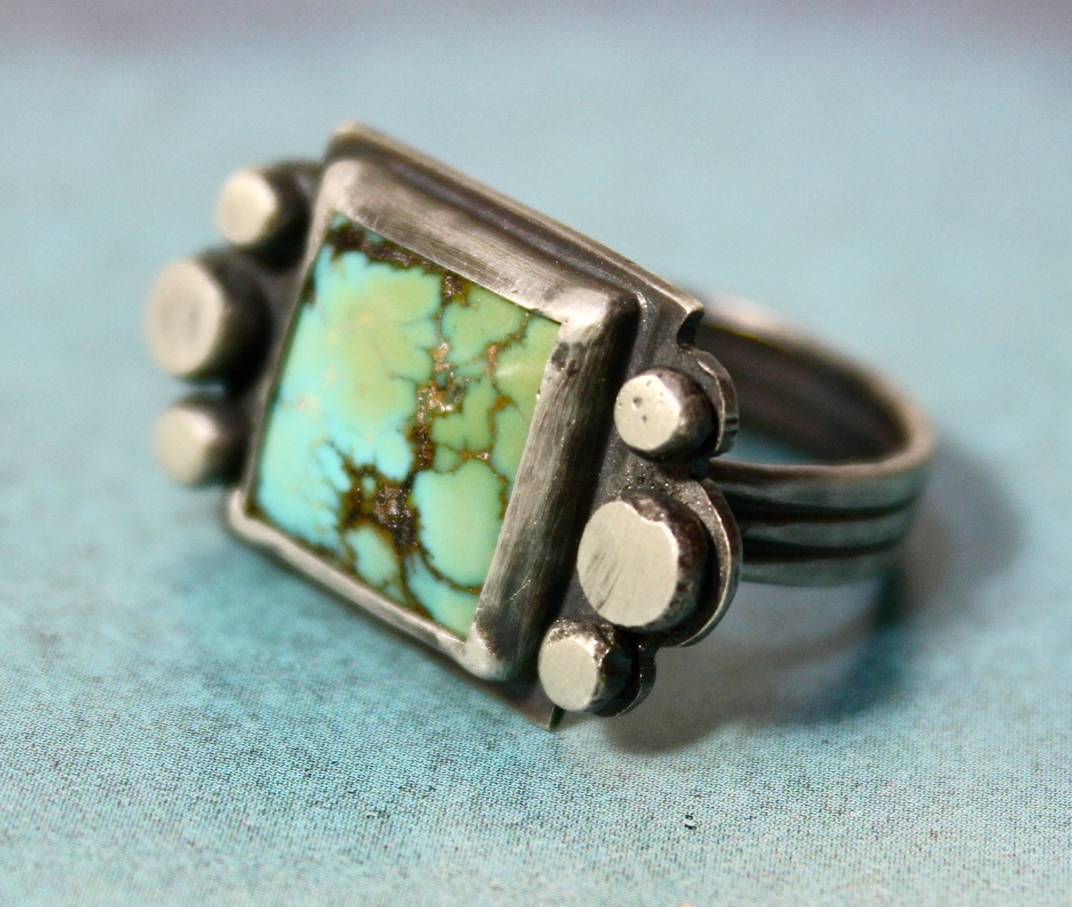 SALE// Clarity Ring in Natural Turquoise and Sterling Silver (ready to ship in size 7)