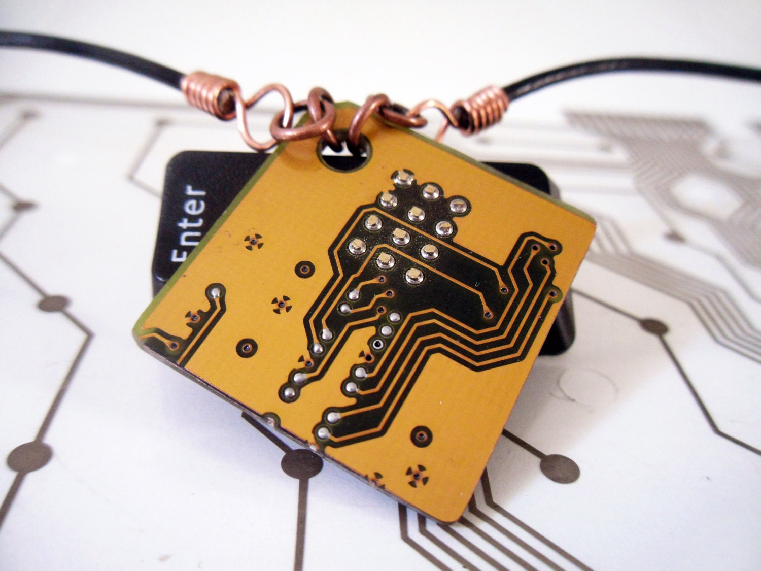 Circuit Board Necklace - Gold Square - Cyborg Series