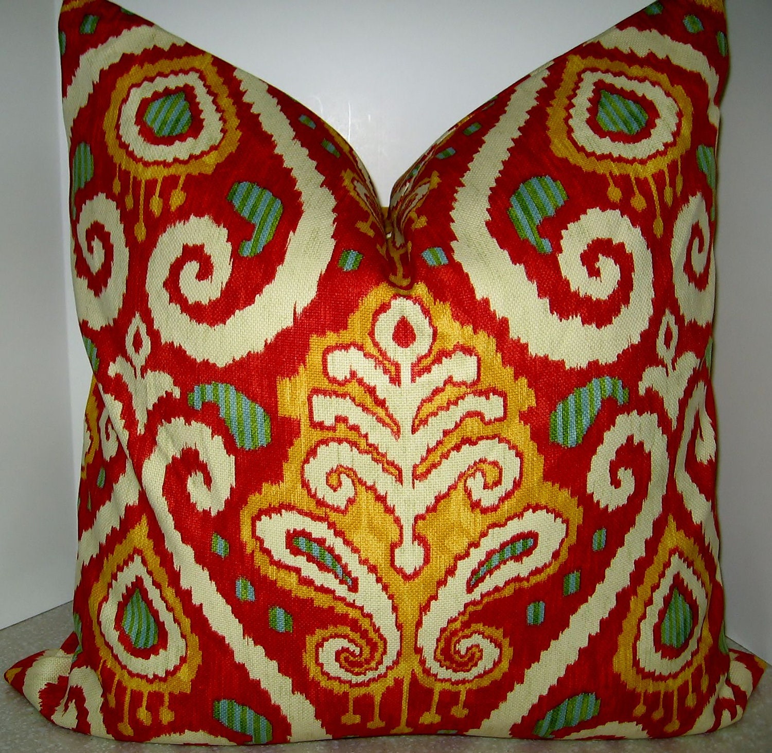 BOTH SIDES MATCHED 20 x 20 or 22 x 22 Richloom Zanzibar Tomato red pillow cover
