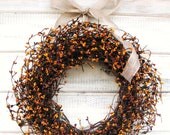 PUMPKIN PIE SPICE Scented Berry Wreath--Fall Door Wreath-Autumn Door Decor-Fall Wedding Decor-Custom Choose Ribbon and Scent