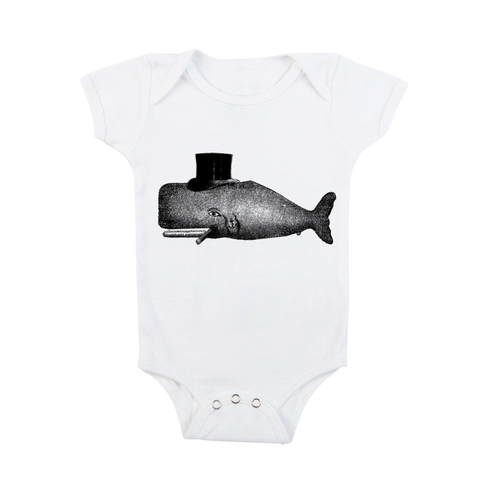 Children's Baby Clothing WHALE Infant Bodysuit Onesie White  (4 Colors) (CHBB)