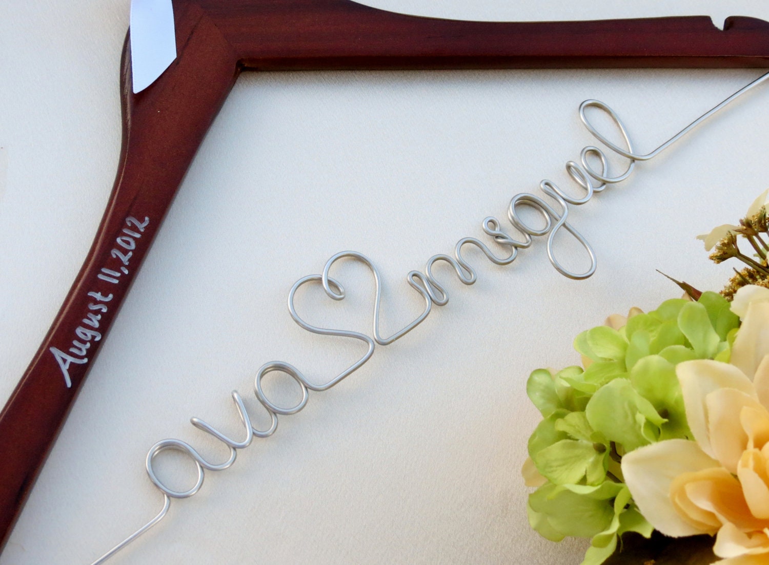 SALE Personalized Hanger, Wedding Hanger, Bride Hanger, Dress Hanger, Wedding Gift, Personalized, WALNUT Wood