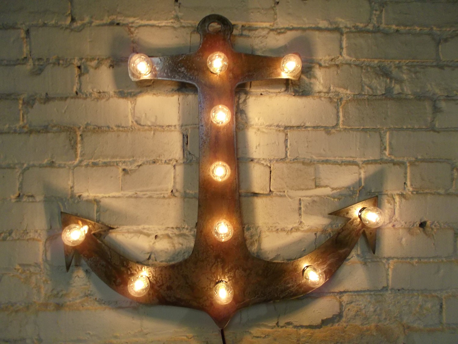 On sale Anchor lighted metal marble rust finish light fixture