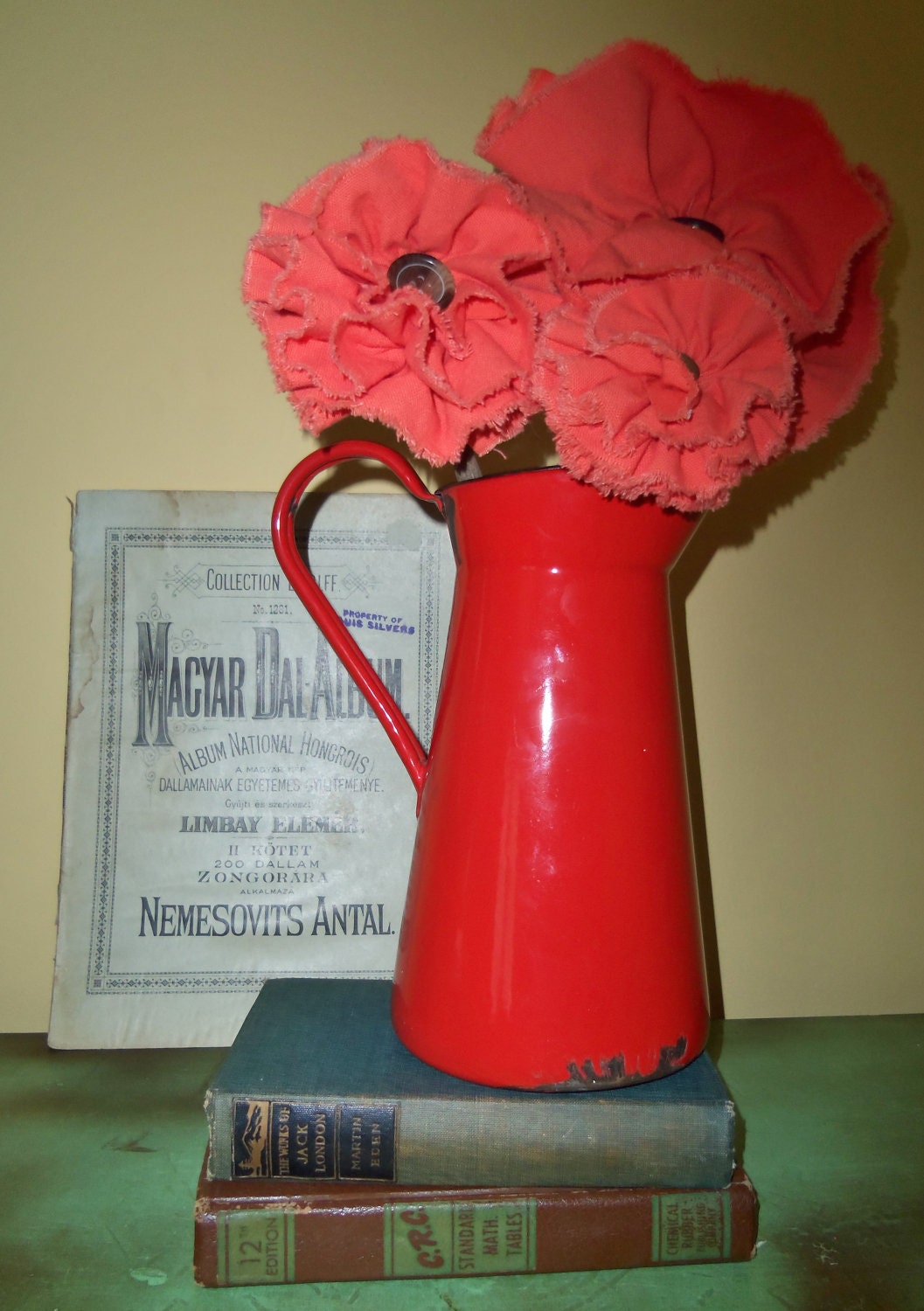 Vintage Red Enamel Pitcher