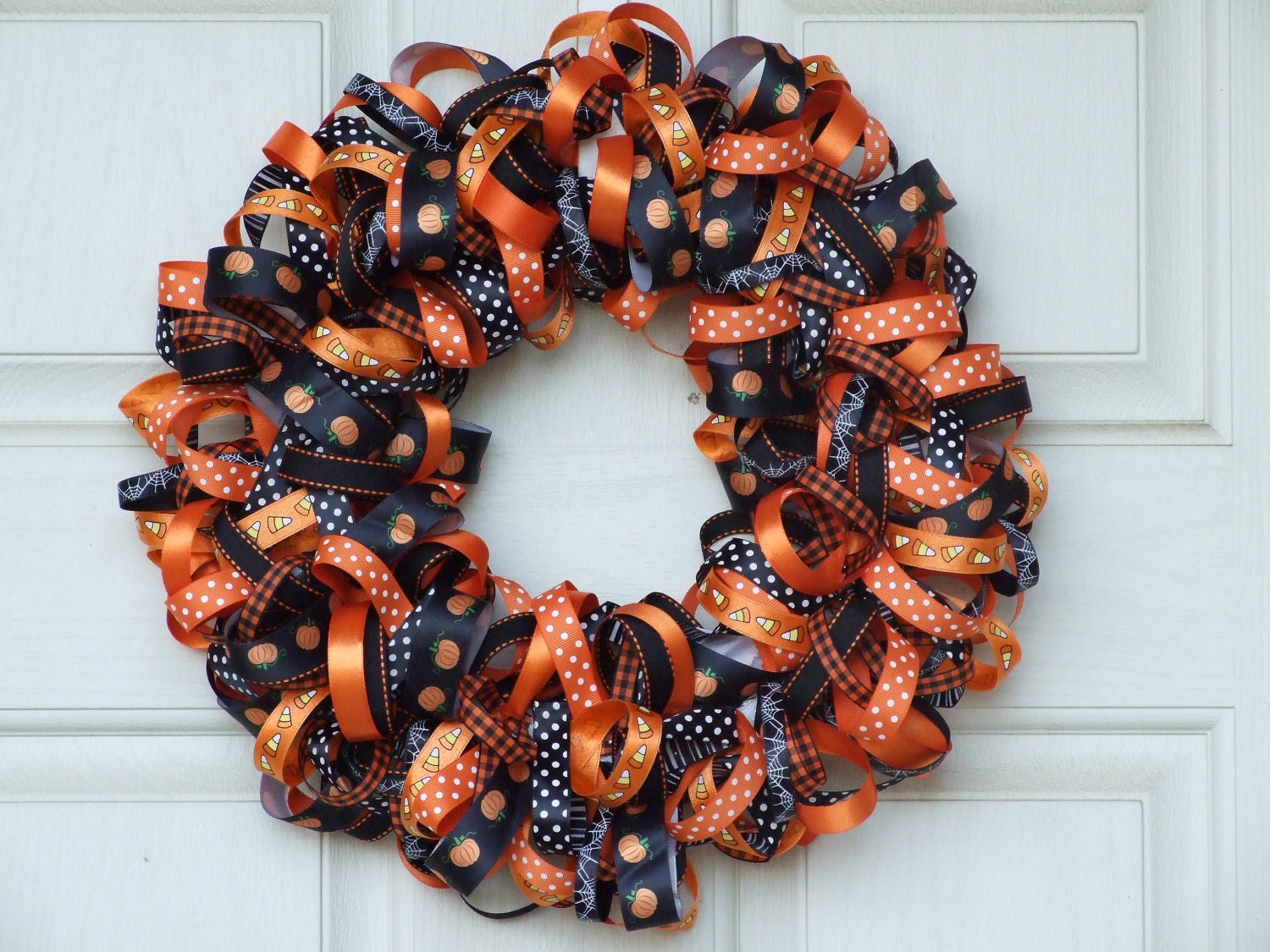 Orange and Black Ribbon Wreath