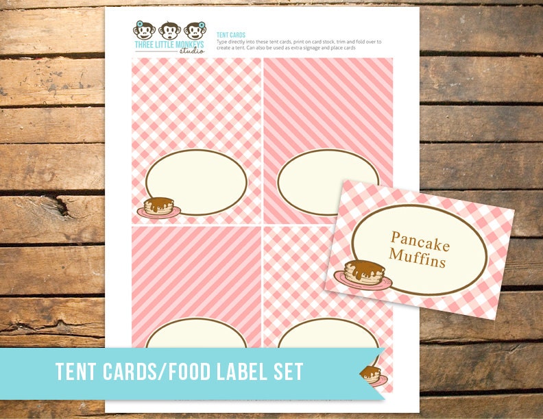Pancakes and PJs Pajamas Tent Cards or Food Labels - Editable PDF Il_170x135